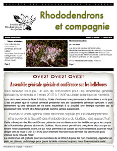 Rhododendrons et compagnie Bulletin Vol 3 no 1 Février 2010
