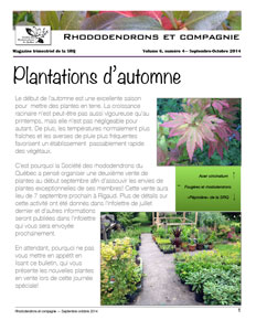 Rhododendrons et compagnie Bulletin Vol 6 no 4 septembre-octobre 2014