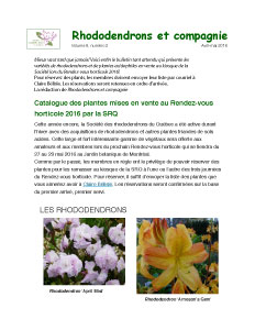 Rhododendrons et compagnie - Vol 8 no2 - Avril-Mai 2016